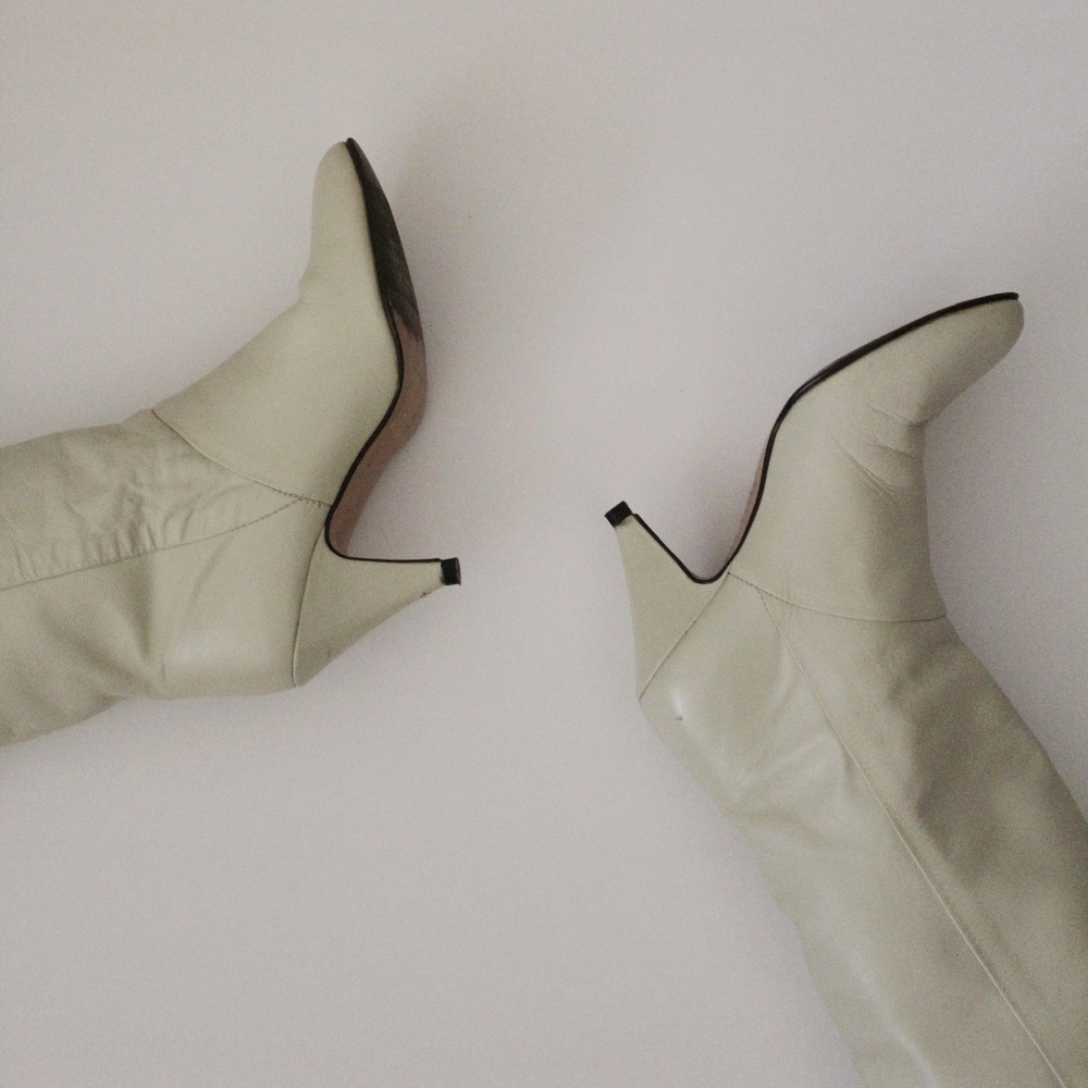 White high knee boots